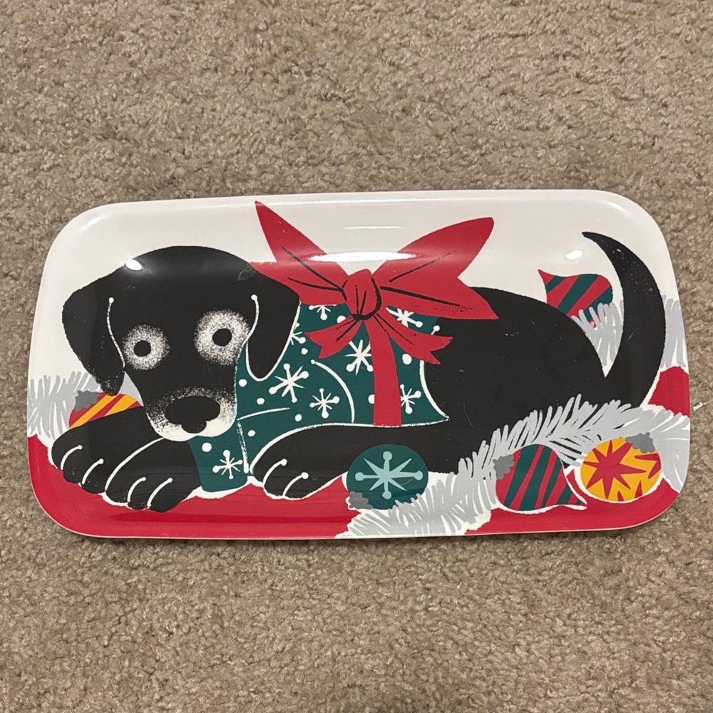 Festive Dog Serving Tray - Black and Red